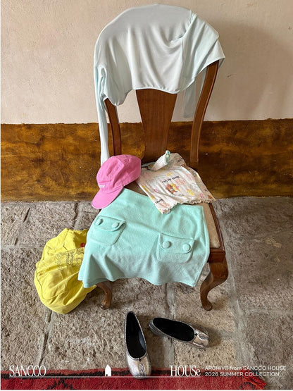 sancco house Mint Green Pocket A Line Terry Cloth Women&