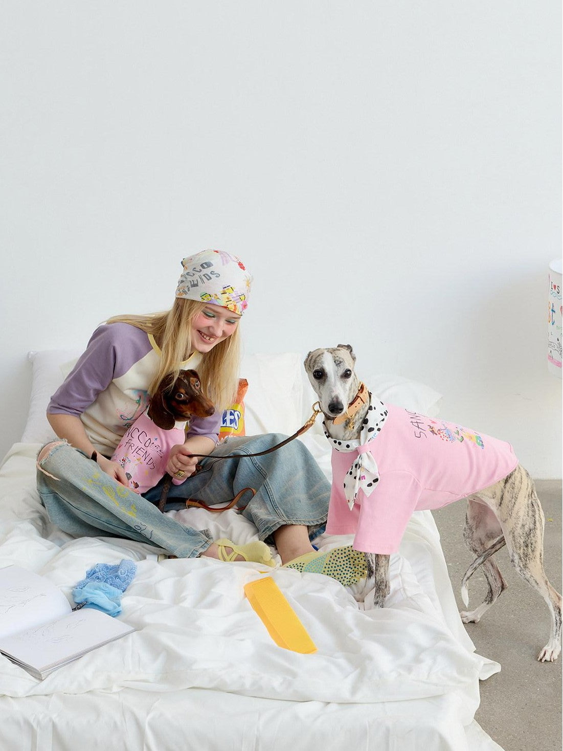 sancco house Multicolor Circus Puppy Print Square Women&