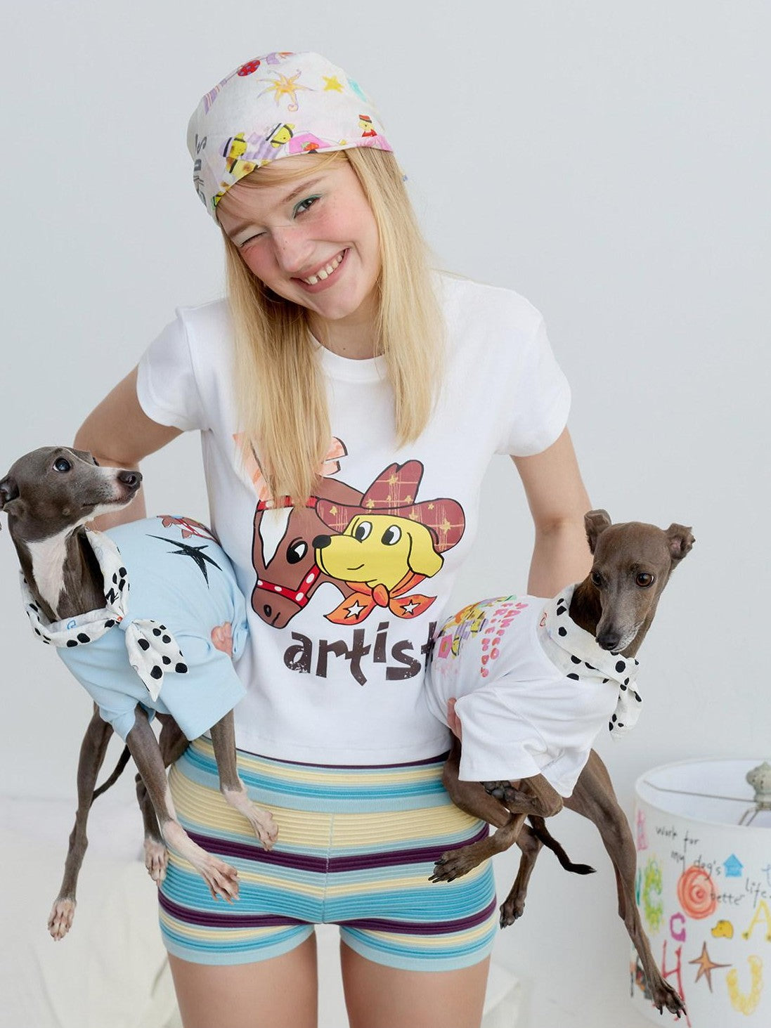 sancco house Multicolor Circus Puppy Print Square Women&