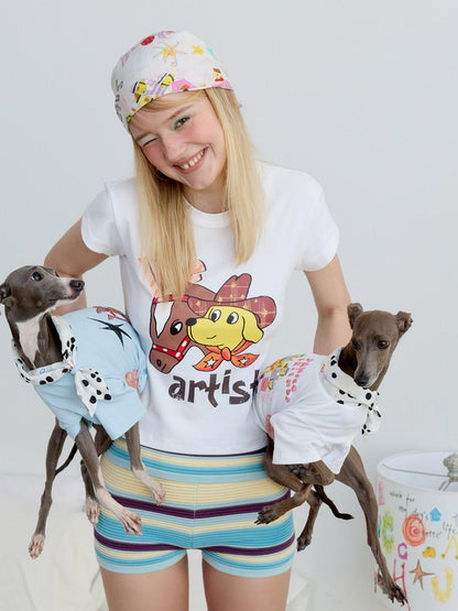 sancco house Multicolor Circus Puppy Print Square Women&