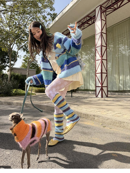sancco house Multicolor Colorblock Striped Knitted Women&