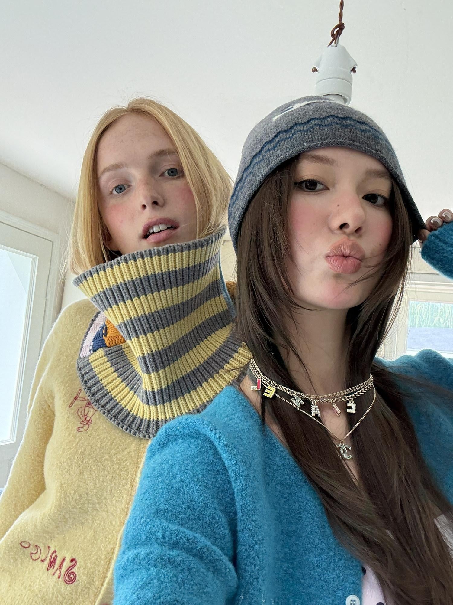 sancco house Multicolor Patchwork Striped Knit Women&