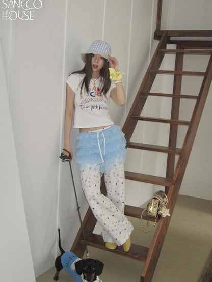 sancco house Multicolor Star Print Drawstring Waist Women&