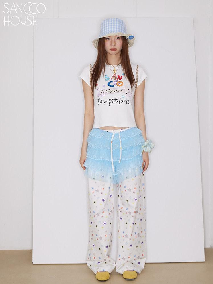 sancco house Multicolor Star Print Elastic Waist Women&