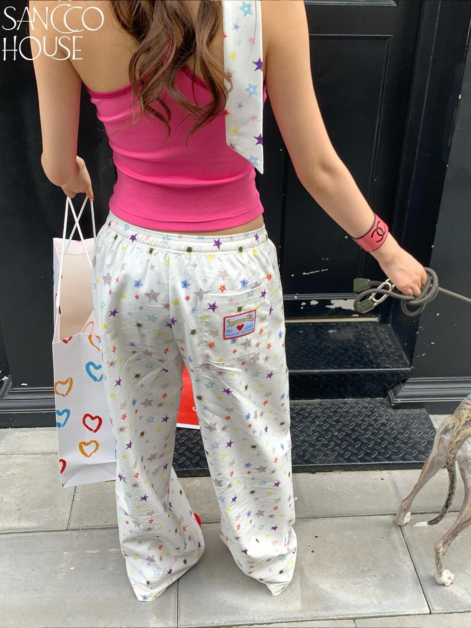 sancco house Multicolor Star Print Elastic Waist Women&
