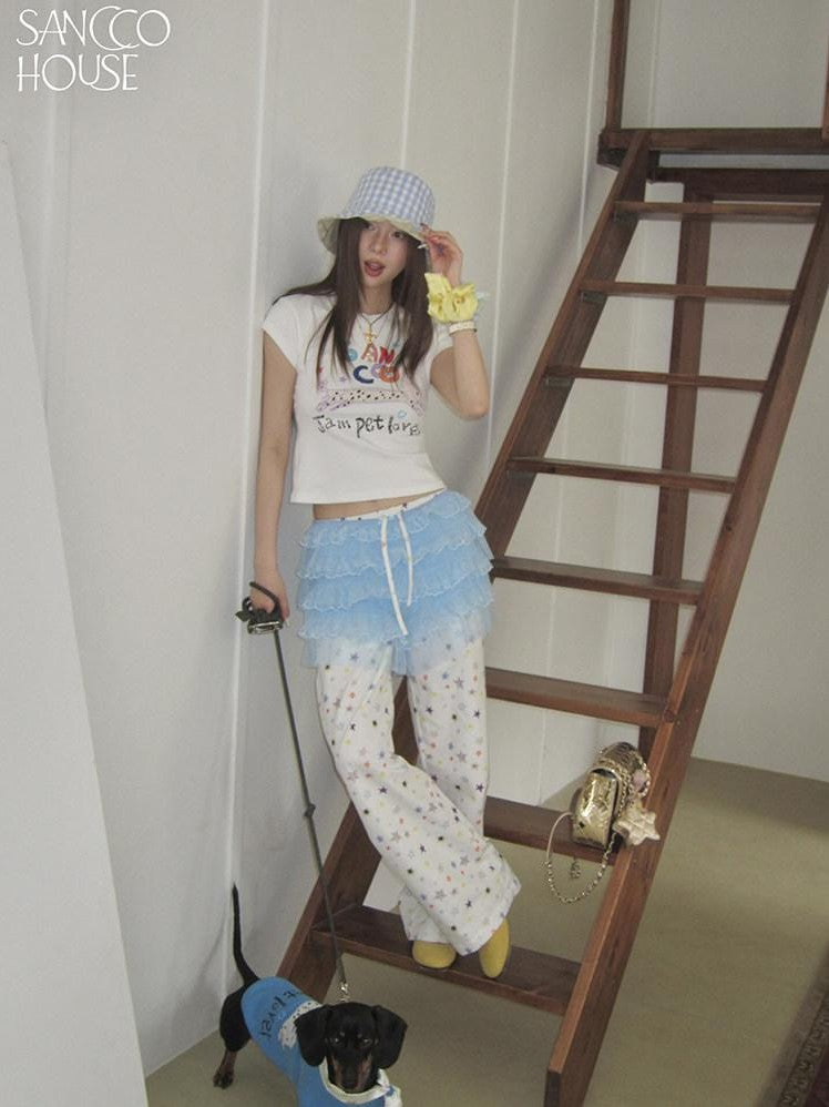 sancco house Multicolor Star Print Elastic Waist Women&