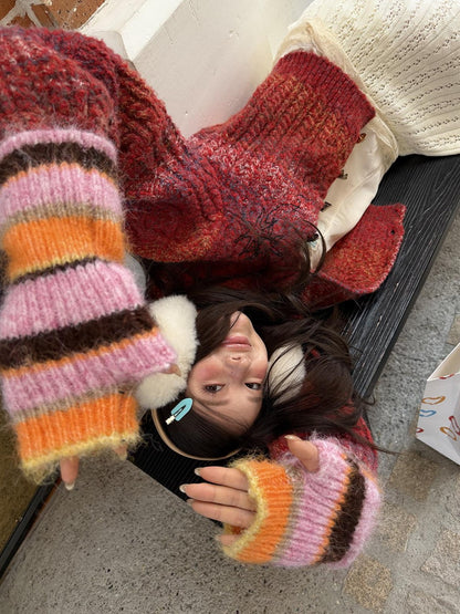 sancco house Multicolor Striped Colorblock Knitted Women&