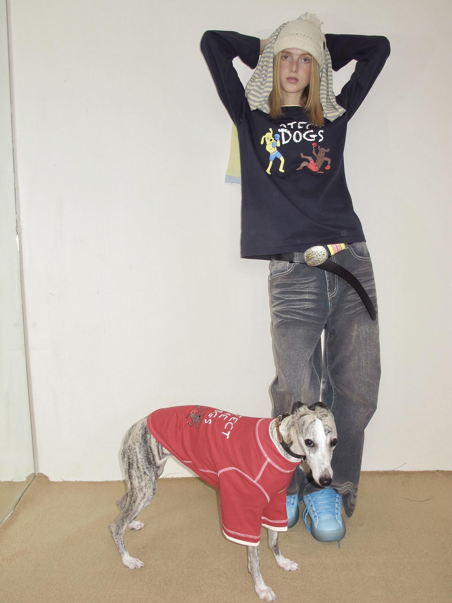 sancco house Navy Dog Print Oversized Women&