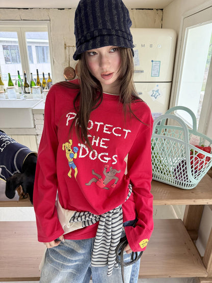 sancco house Navy Dog Print Oversized Women&