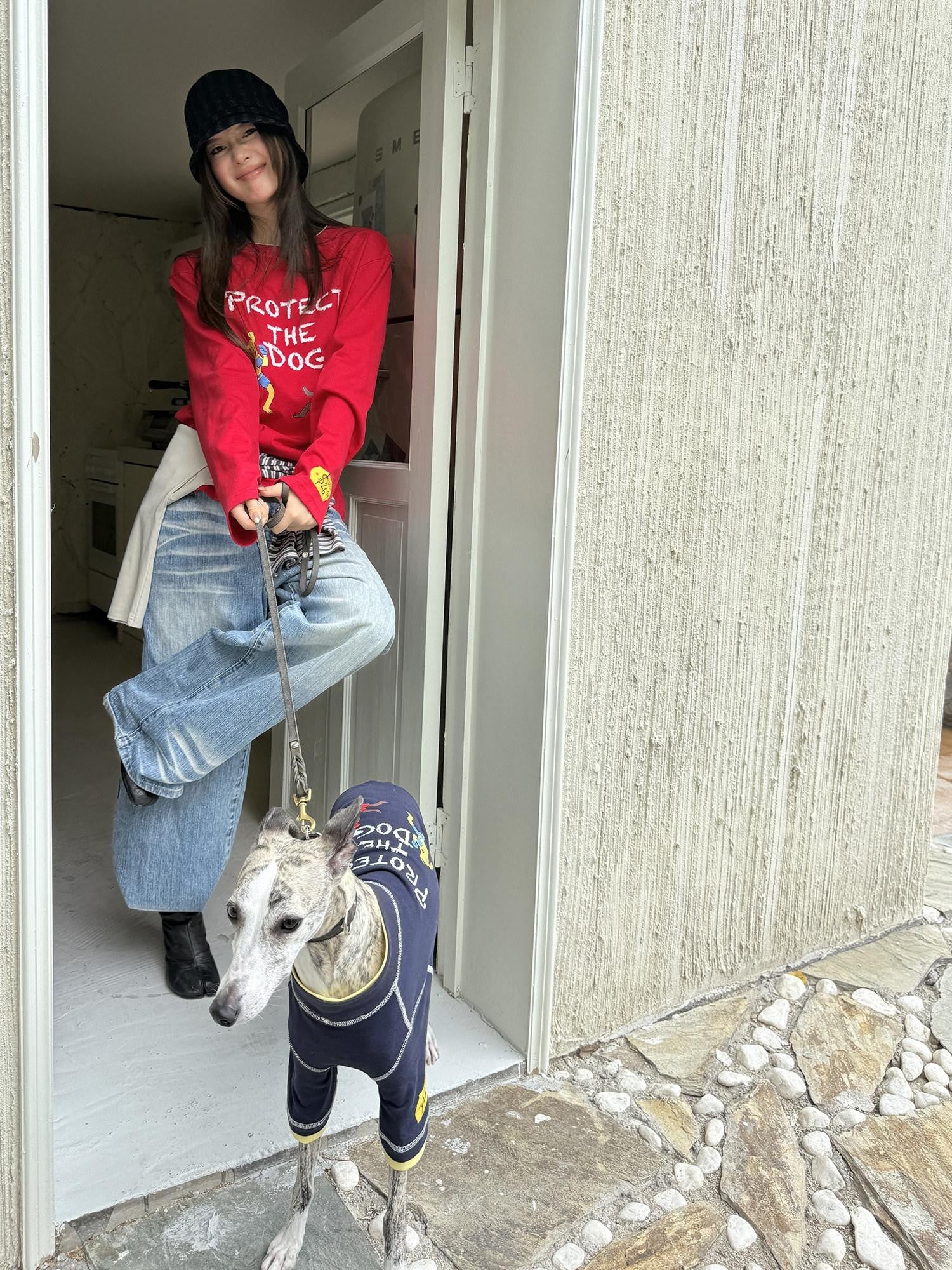sancco house Navy Dog Print Oversized Women&