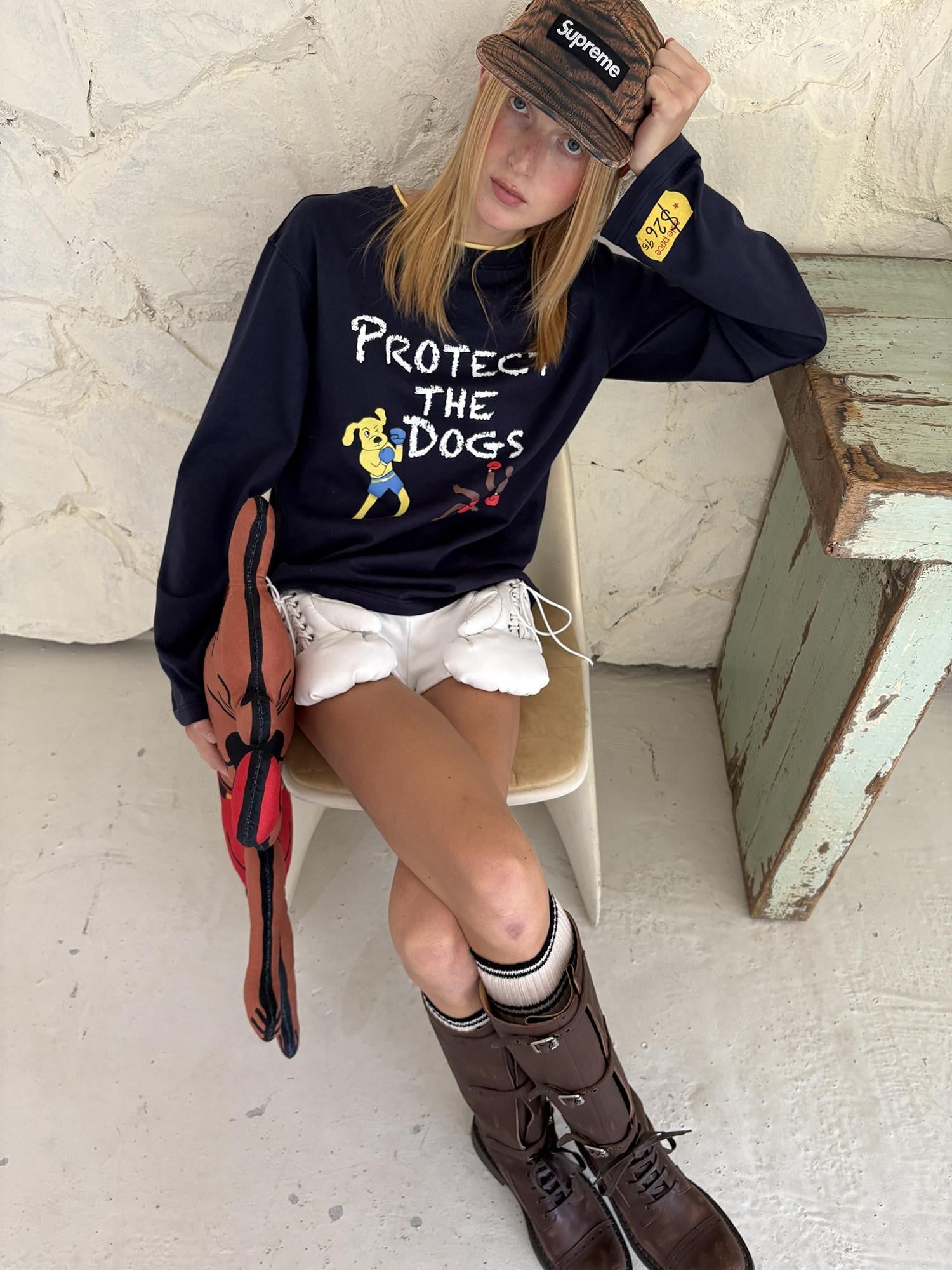 sancco house Navy Dog Print Oversized Women&