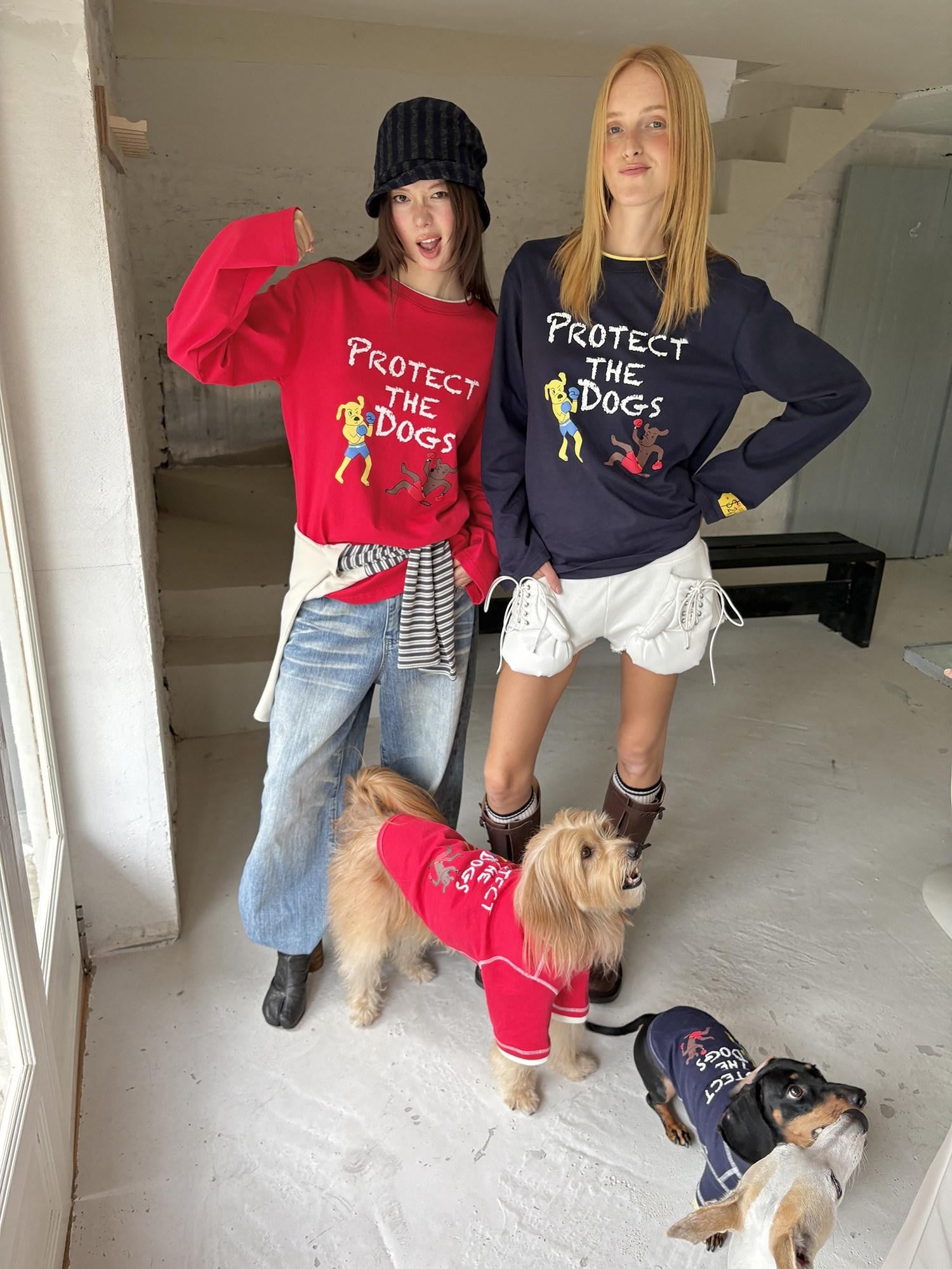 sancco house Navy Dog Print Oversized Women&