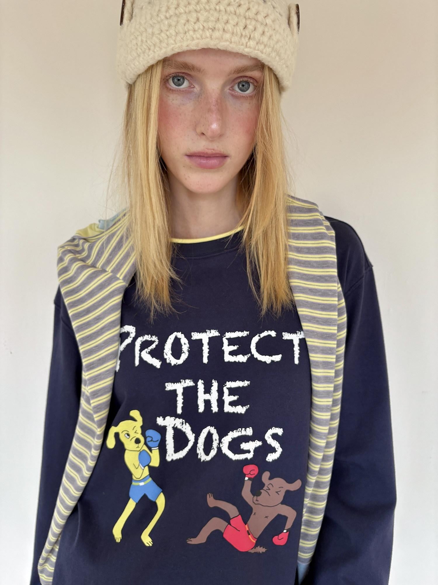 sancco house Navy Dog Print Oversized Women&