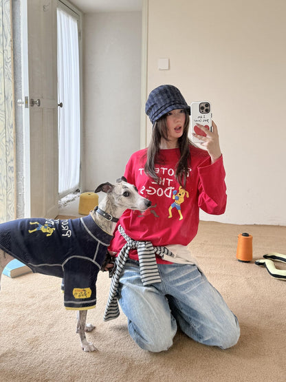 sancco house Navy Dog Print Oversized Women&