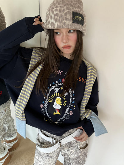 sancco house Nun Puppy Print Washed Vintage Crewneck Women&