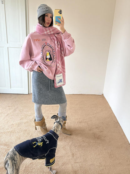 sancco house Nun Puppy Print Washed Vintage Crewneck Women&