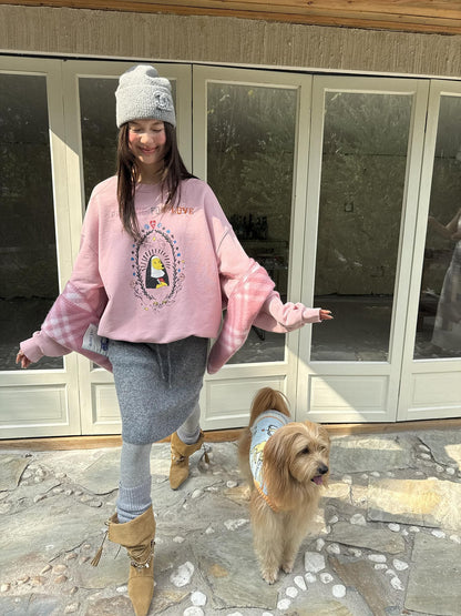 sancco house Nun Puppy Print Washed Vintage Crewneck Women&