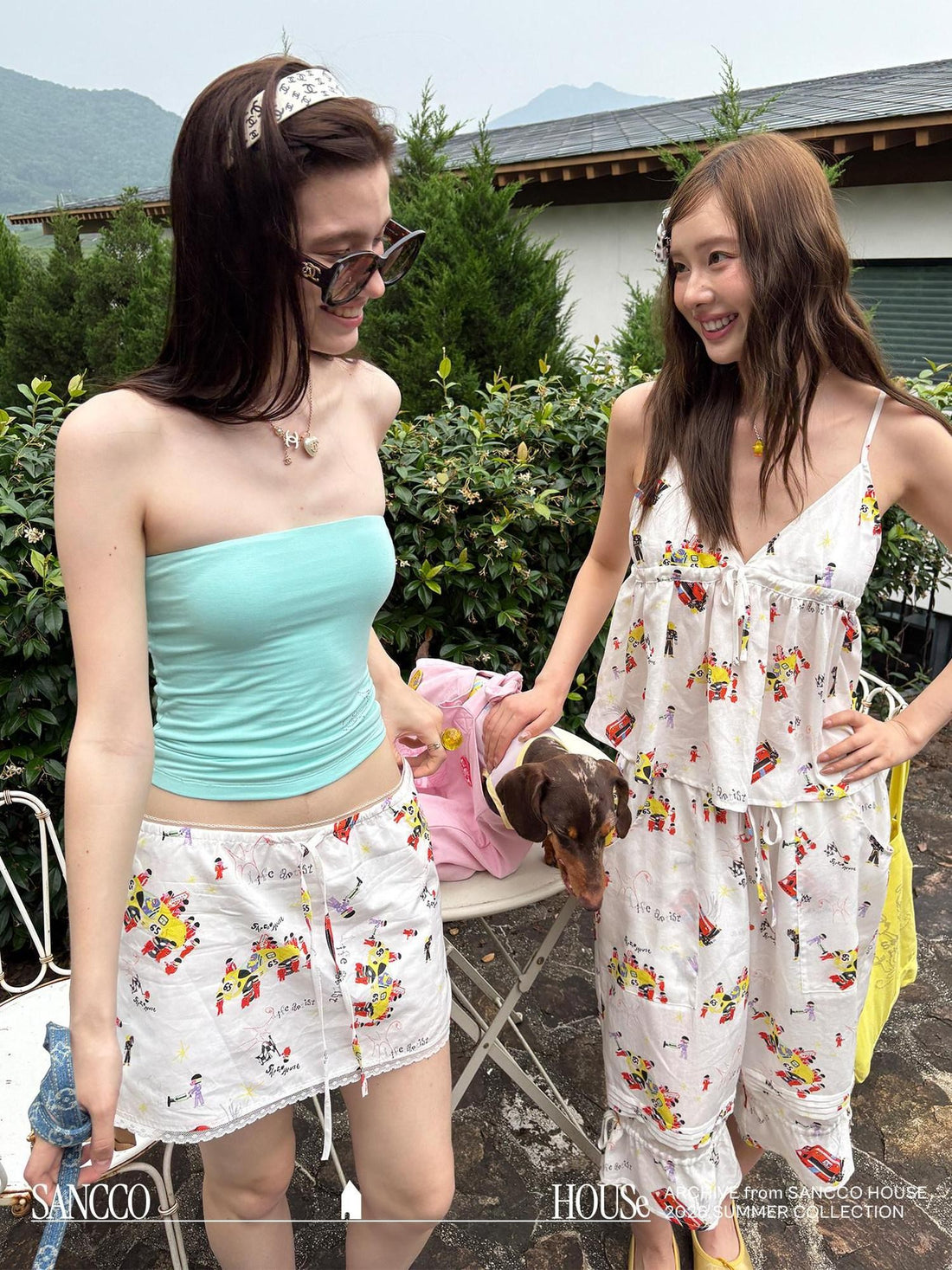 sancco house Original Cute Puppy Print Spaghetti Strap Cropped Women&