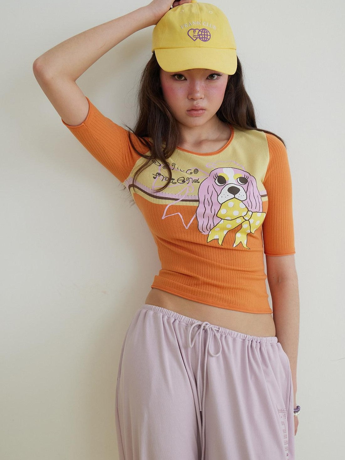 sancco house Original Print Colorblock Slim Rolled Hem Women&