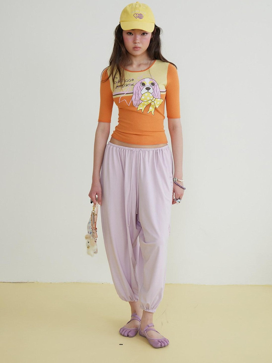 sancco house Original Print Colorblock Slim Rolled Hem Women&