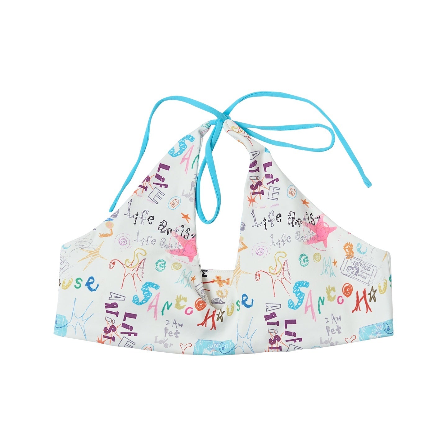 sancco_house_Painted_Graffiti_Print_Halter_Tie_V-neck_Women&