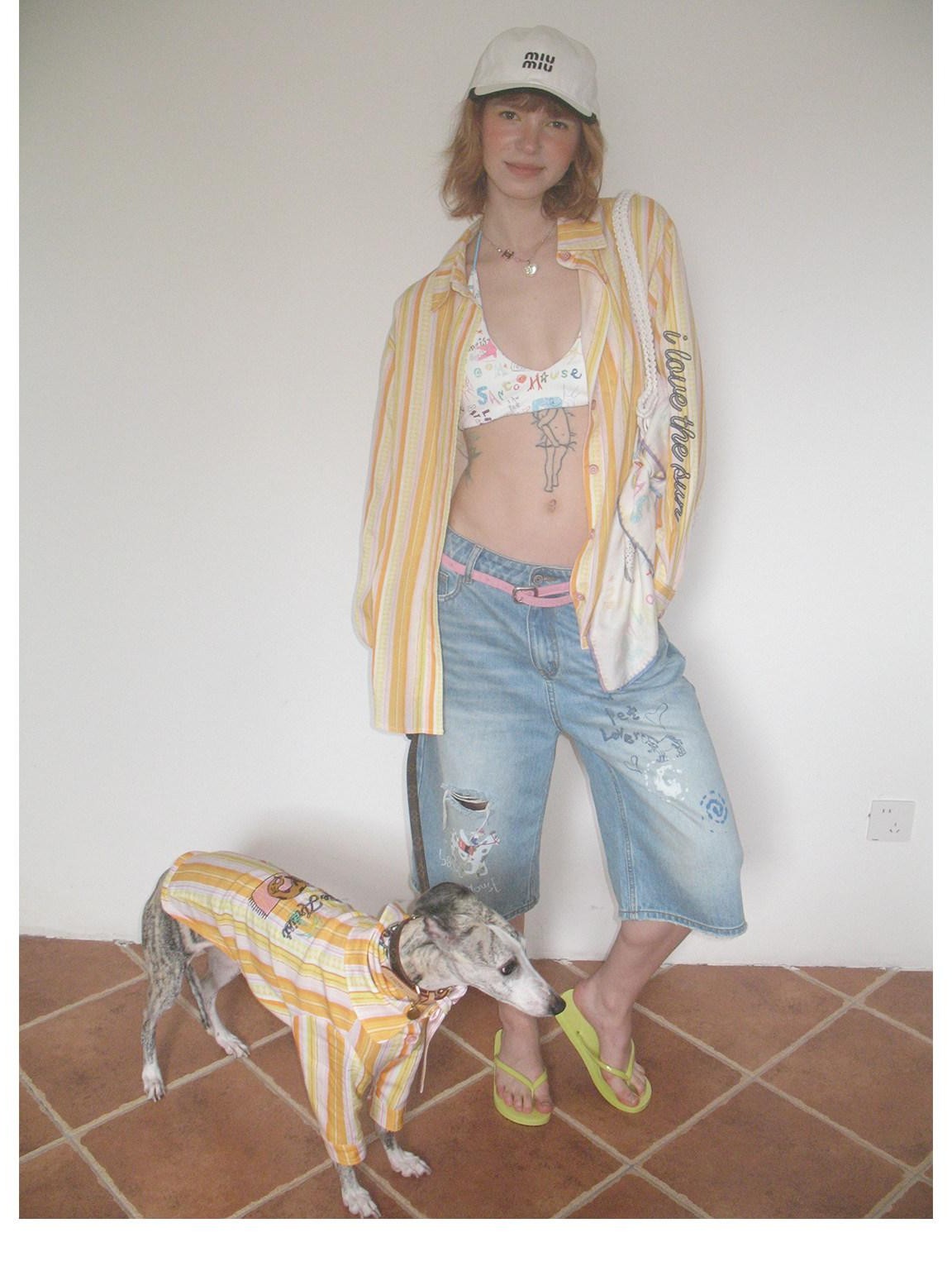 sancco house Painted Graffiti Print Halter Tie V-neck Women&