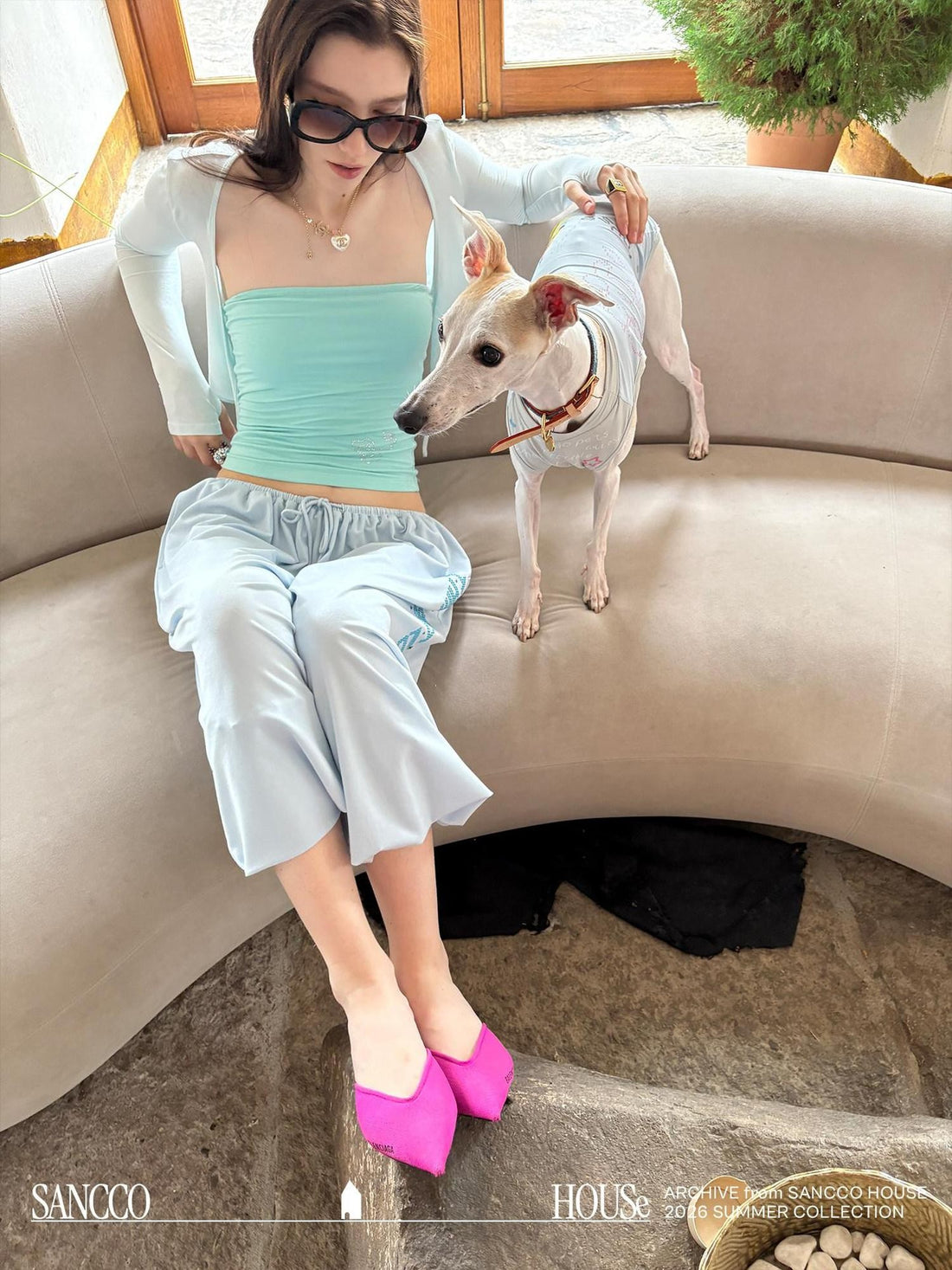 sancco house Pastel Devil Rhinestone Slim Women&