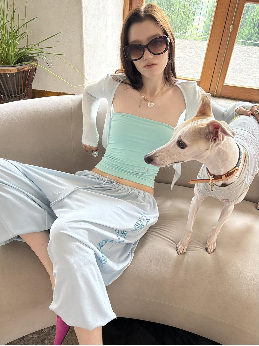 sancco house Pastel Devil Rhinestone Slim Women&