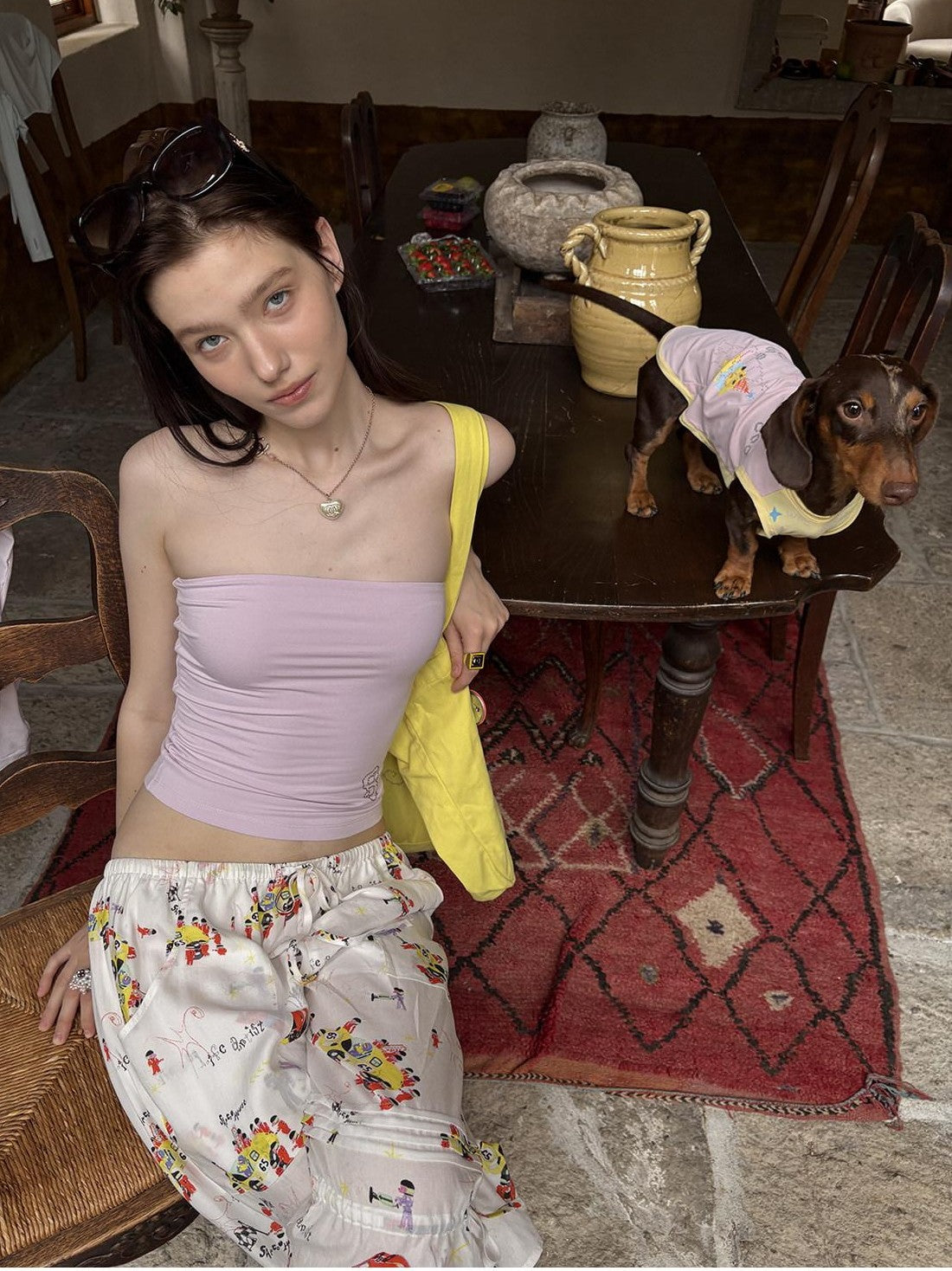 sancco house Pastel Devil Rhinestone Slim Women&