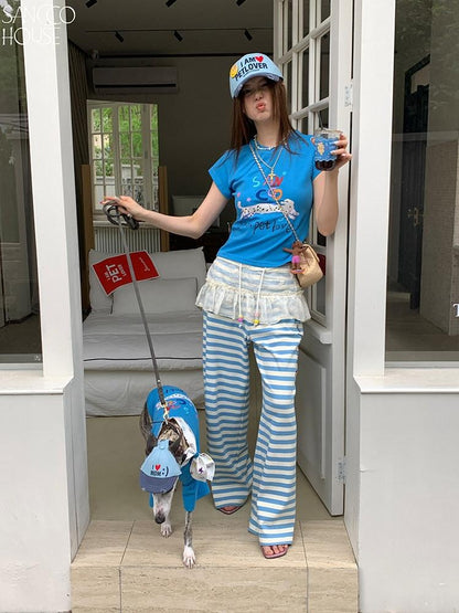 sancco house Pet Lover 3d Embroidered Colorblock Washed Women&