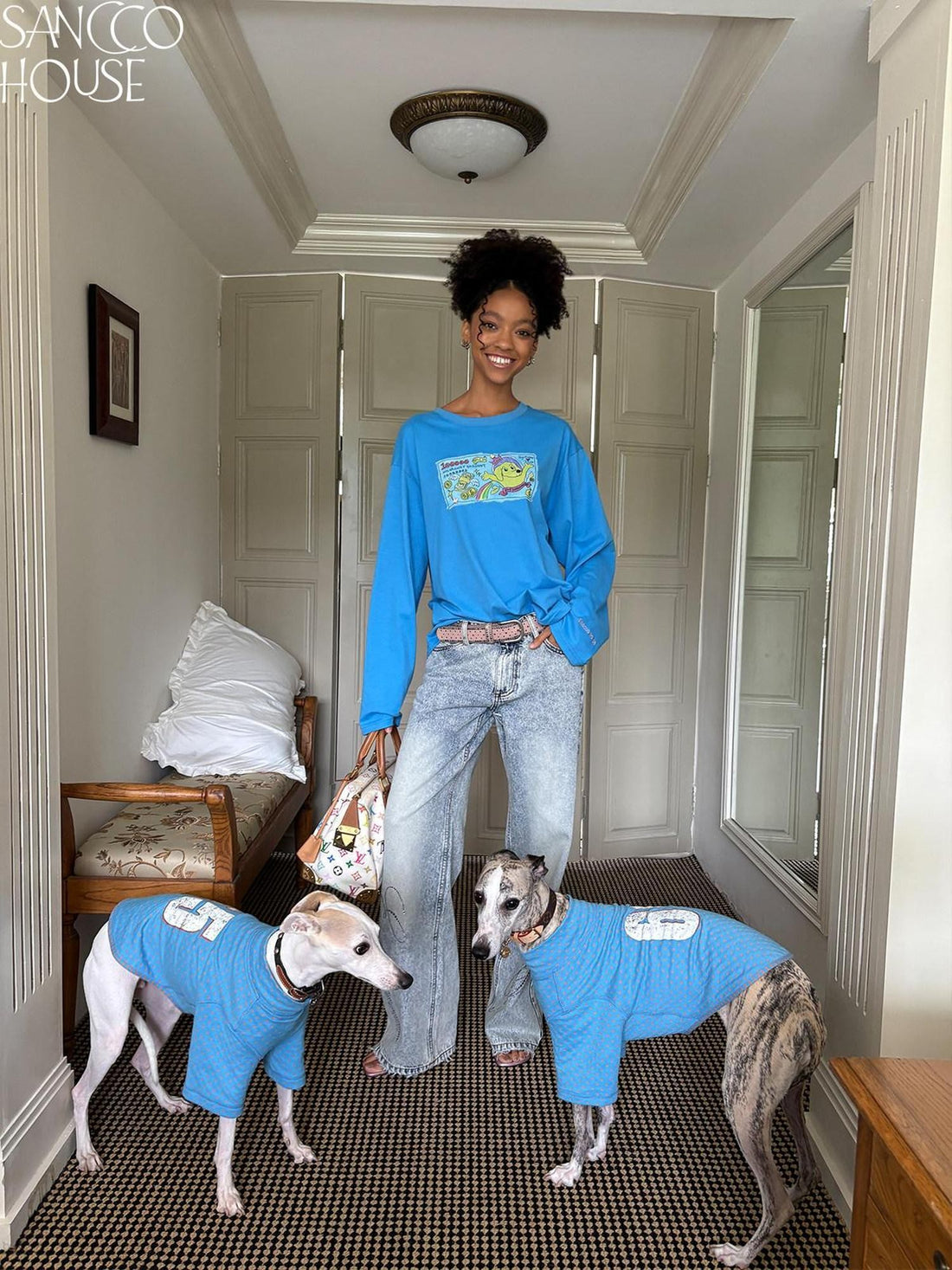 sancco house Playful Original Puppy Illustration Printed Women&