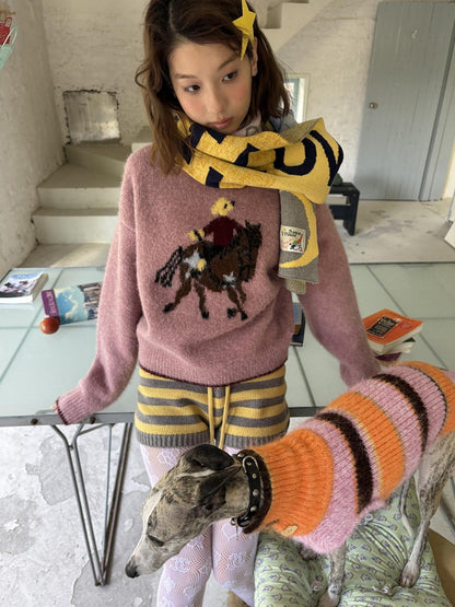 sancco house Playful Pony Jacquard Crewneck Women&