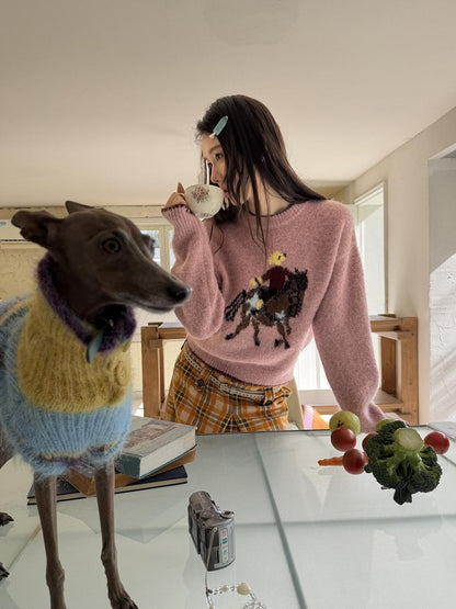 sancco house Playful Pony Jacquard Crewneck Women&