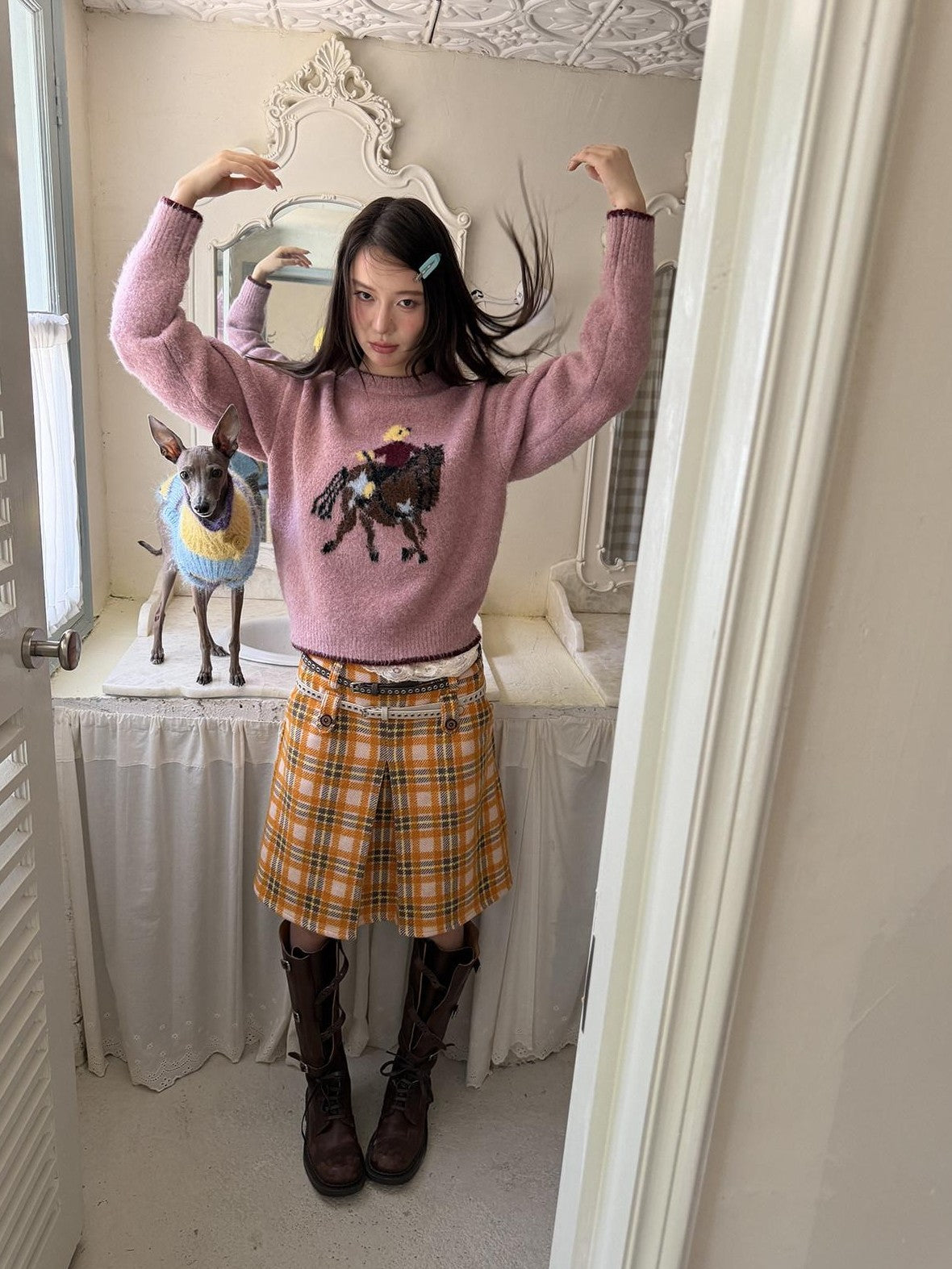sancco house Playful Pony Jacquard Crewneck Women&