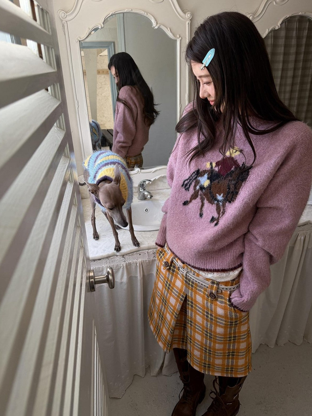 sancco house Playful Pony Jacquard Crewneck Women&