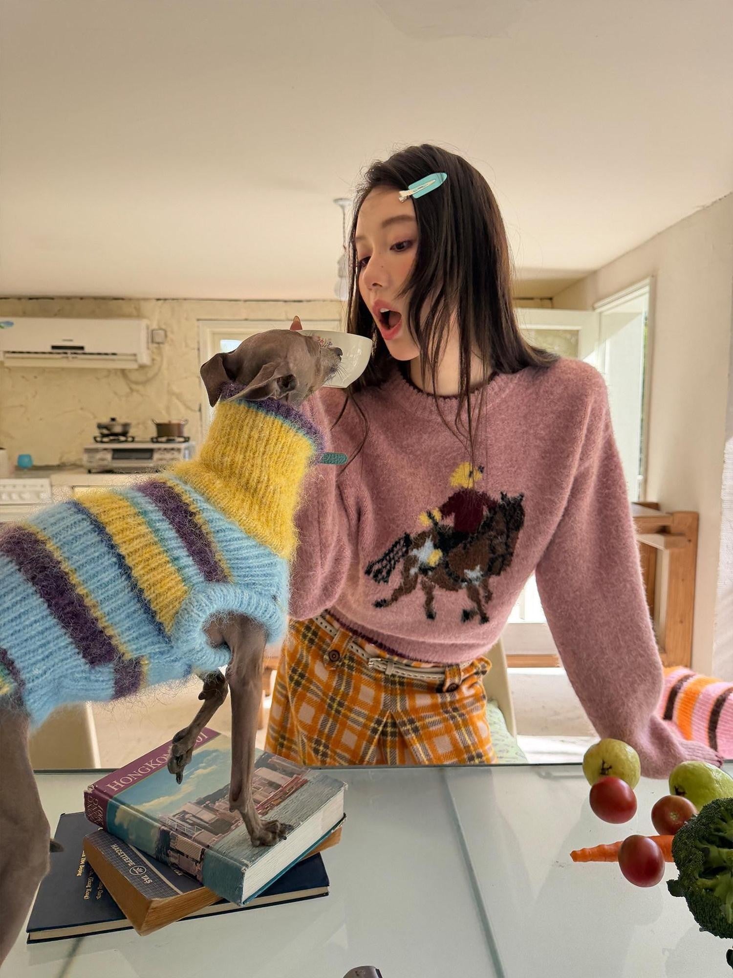 sancco house Playful Pony Jacquard Crewneck Women&