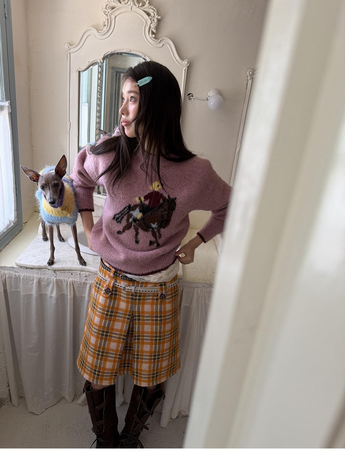 sancco house Playful Pony Jacquard Crewneck Women&