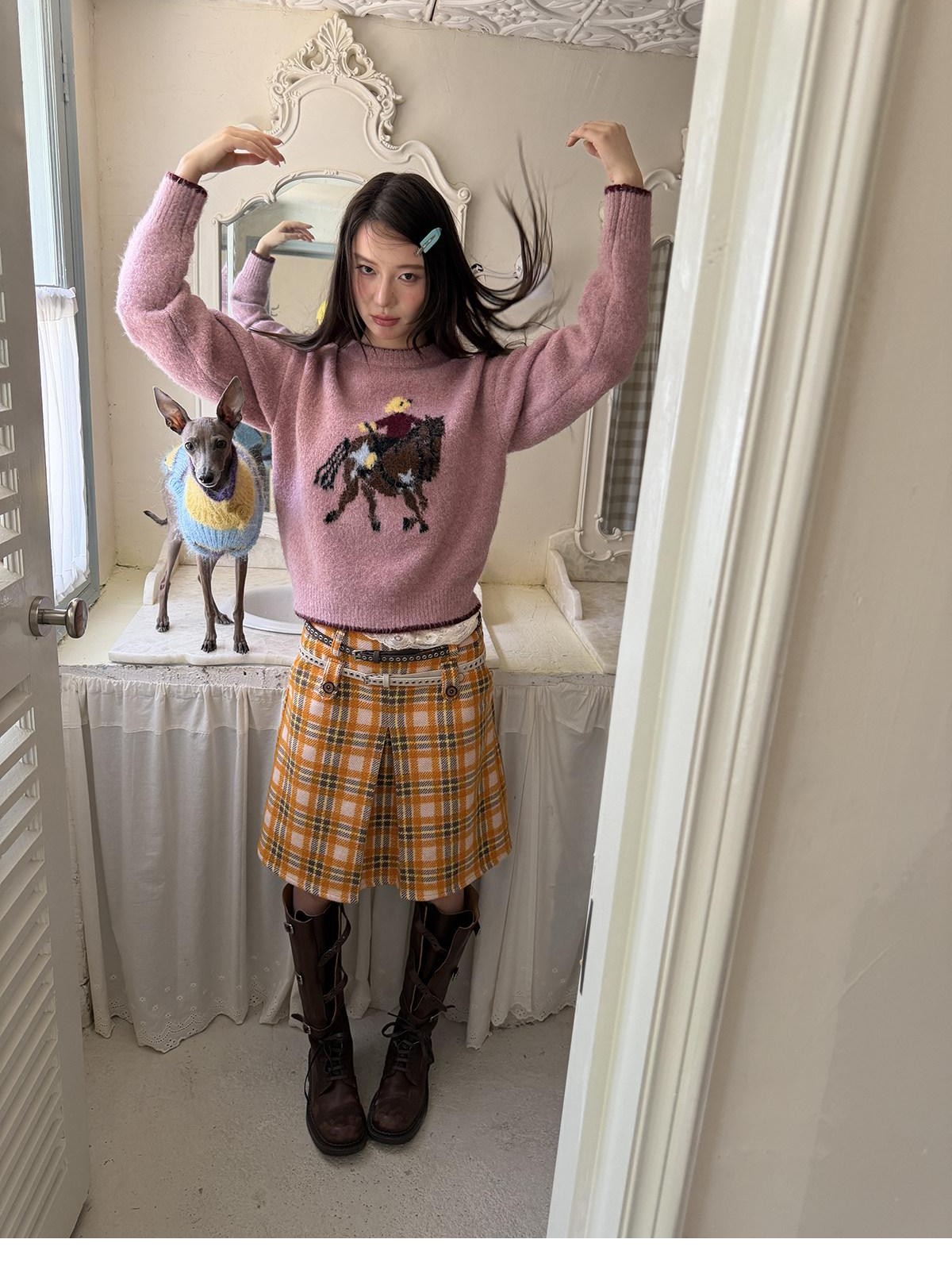 sancco house Playful Pony Jacquard Crewneck Women&