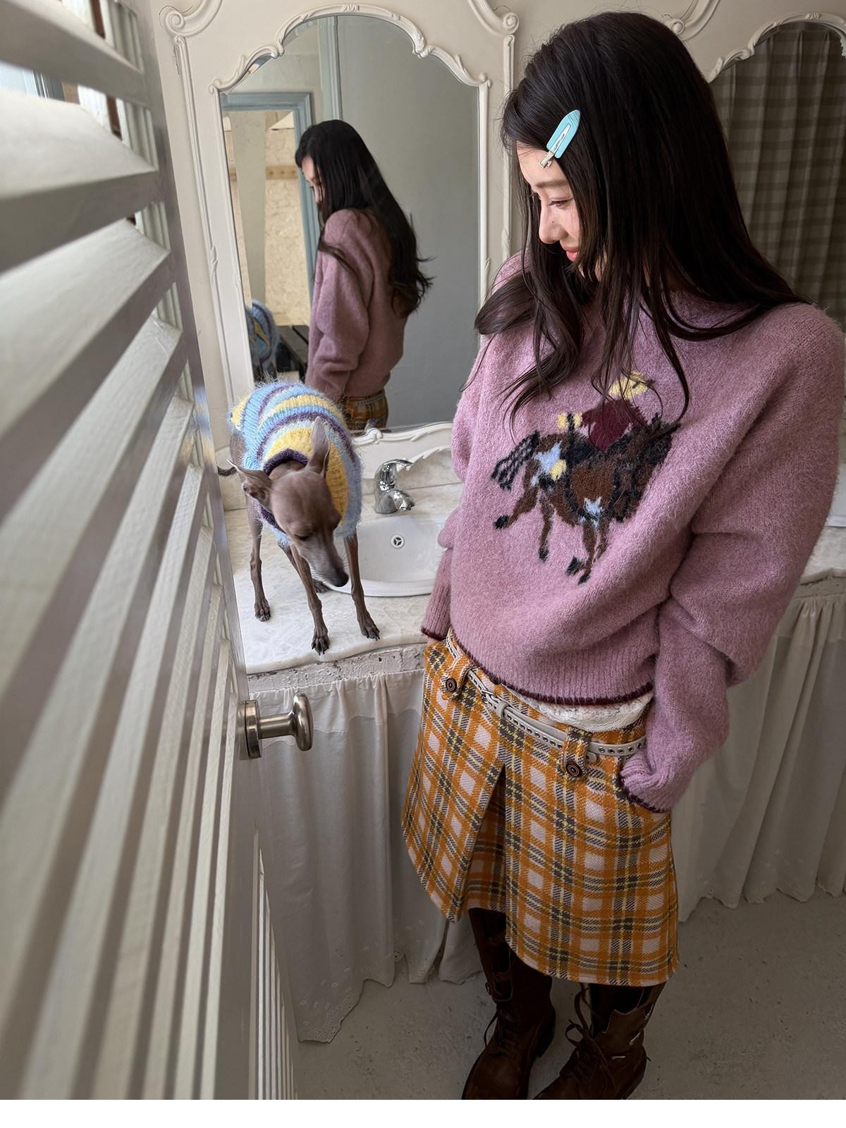 sancco house Playful Pony Jacquard Crewneck Women&