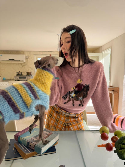 sancco house Playful Pony Jacquard Crewneck Women&