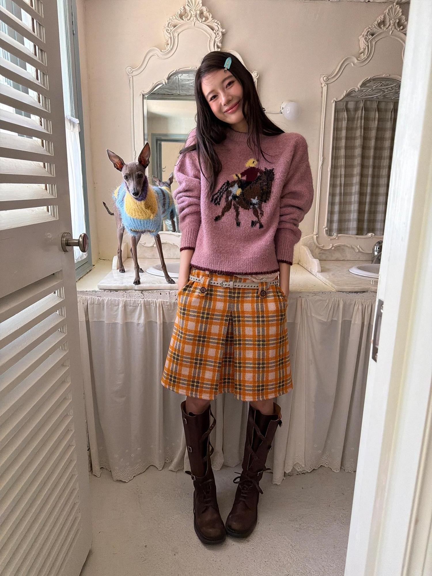 sancco house Playful Pony Jacquard Crewneck Women&
