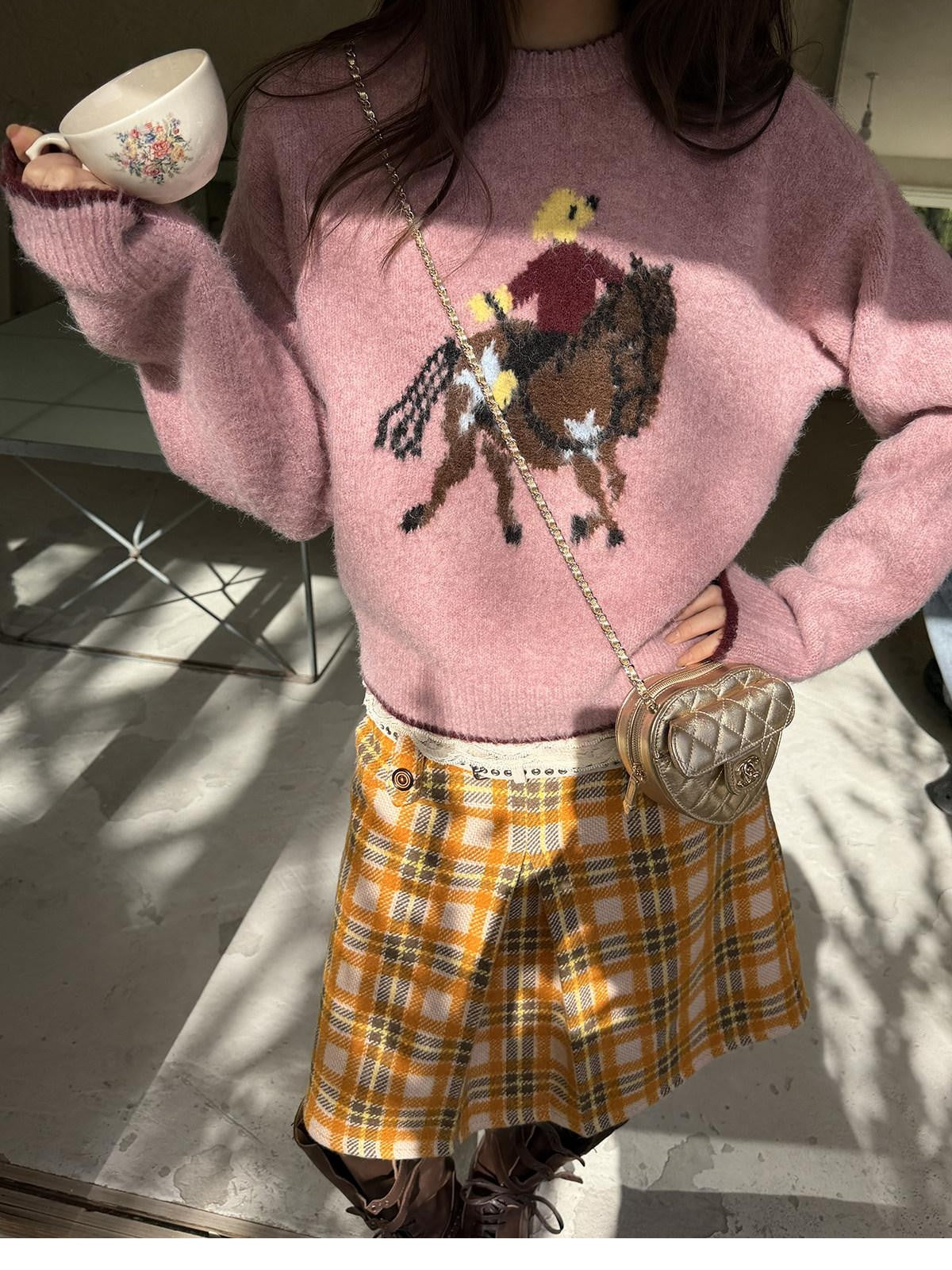 sancco house Playful Pony Jacquard Crewneck Women&