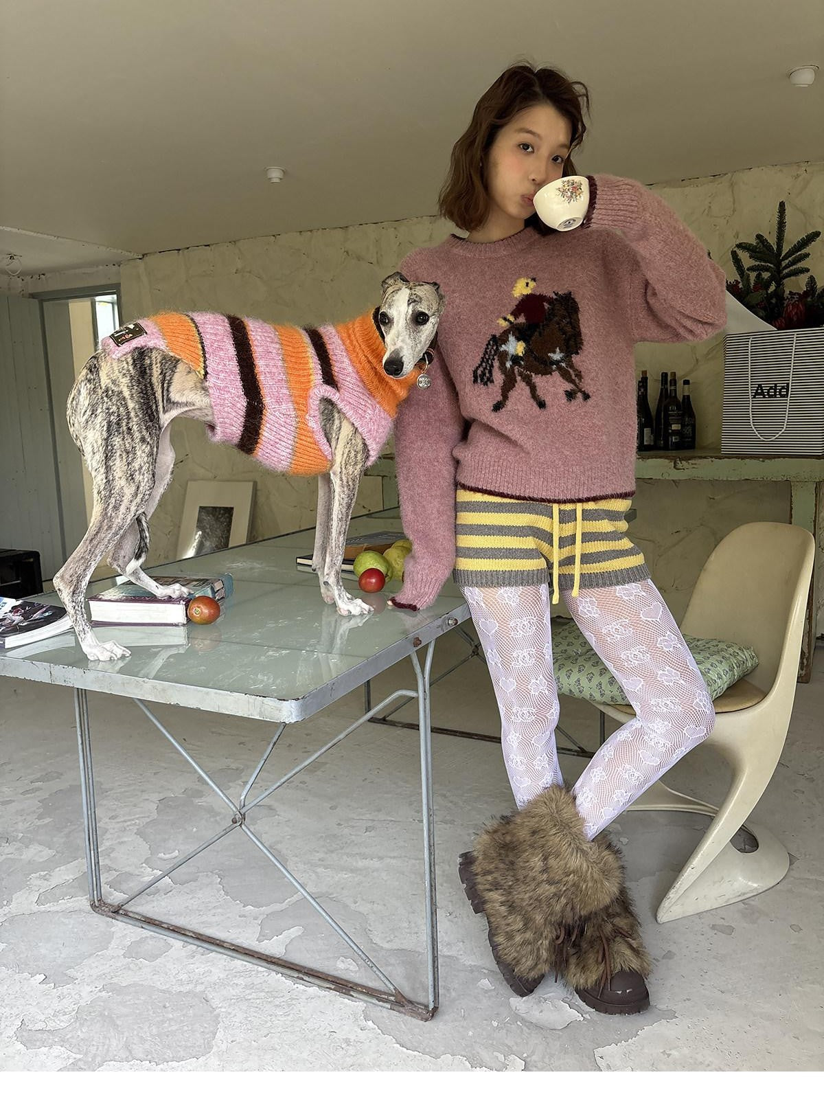 sancco house Playful Pony Jacquard Crewneck Women&