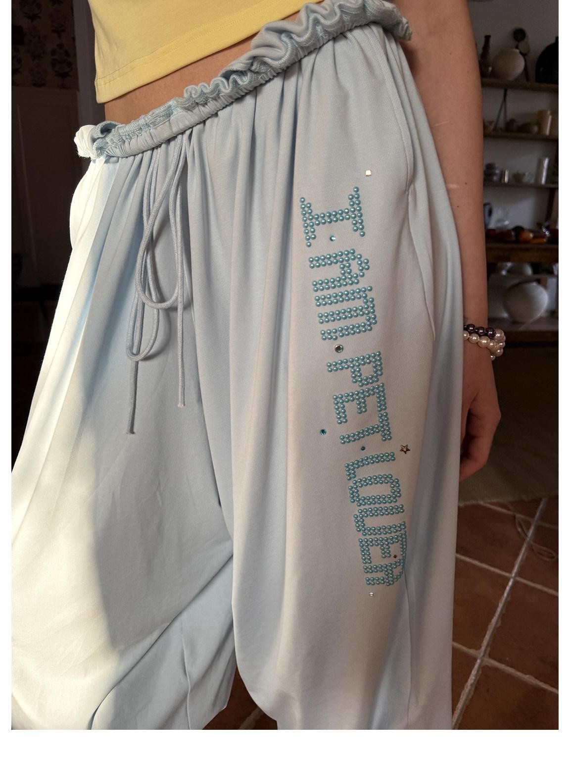 sancco house Pleated Slogan Rhinestone Balloon Women&