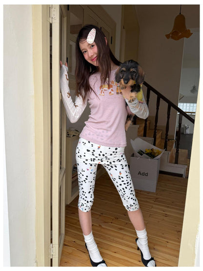 sancco house Polka Dot Print Stretch Yoga Cycling Women&