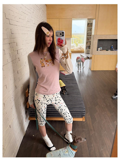 sancco house Polka Dot Print Stretch Yoga Cycling Women&
