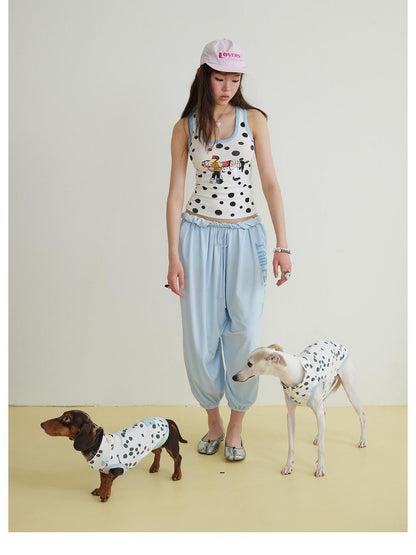 sancco house Printed Polka Dot Racerback U Neck Women&