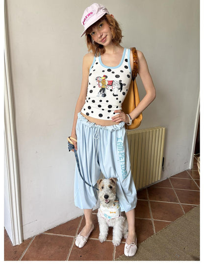 sancco house Printed Polka Dot Racerback U Neck Women&