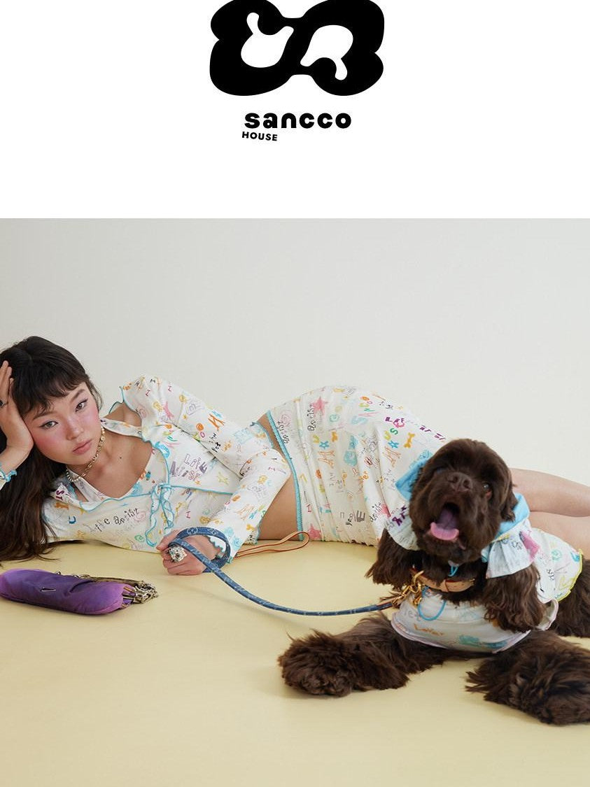 sancco house Printed Wavy Cardigan Tank Slim Women&