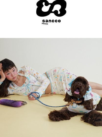 sancco house Printed Wavy Cardigan Tank Slim Women&